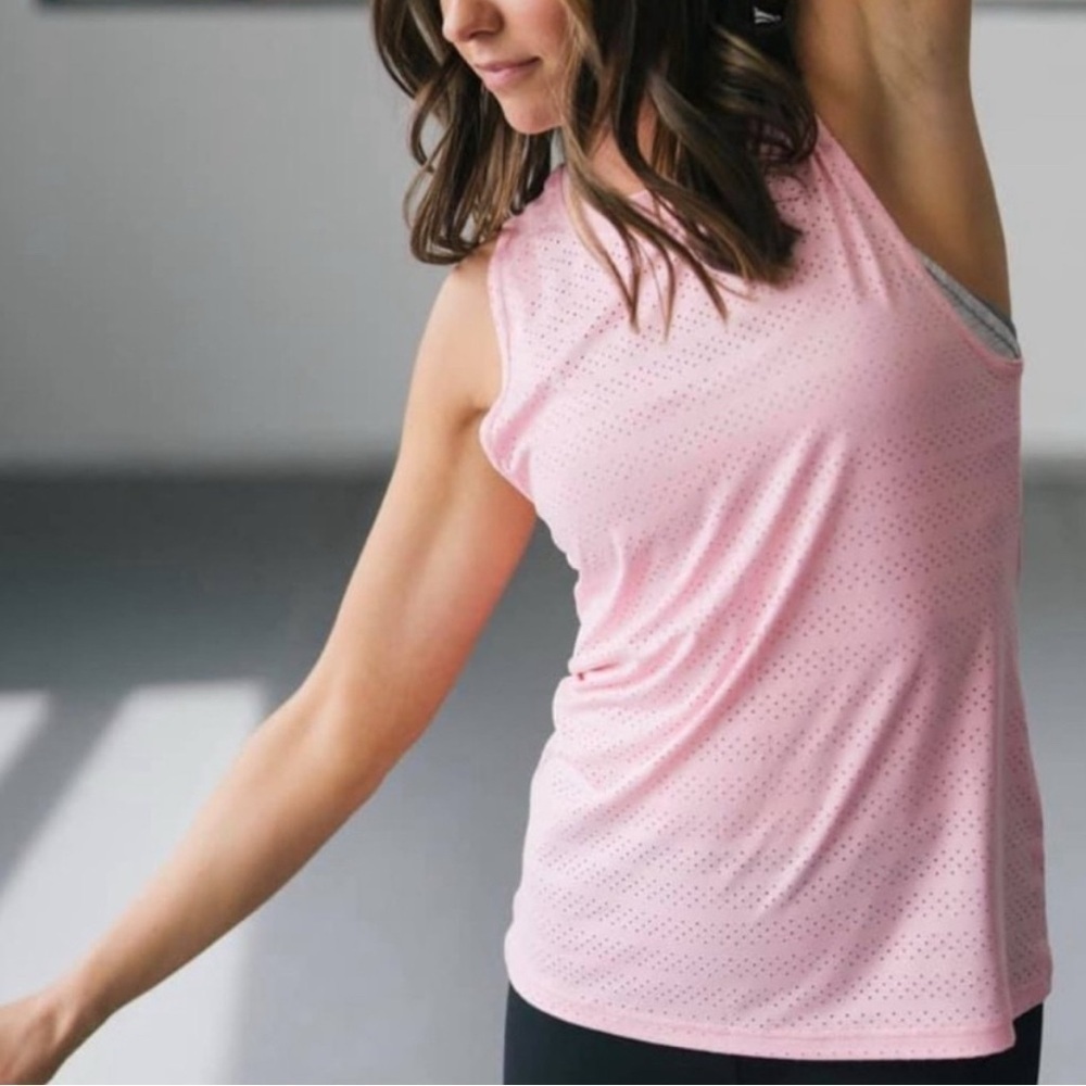 ZYIA Active Pink Blossom Mesh Chill Tank Top Women's Size Small Gym Running